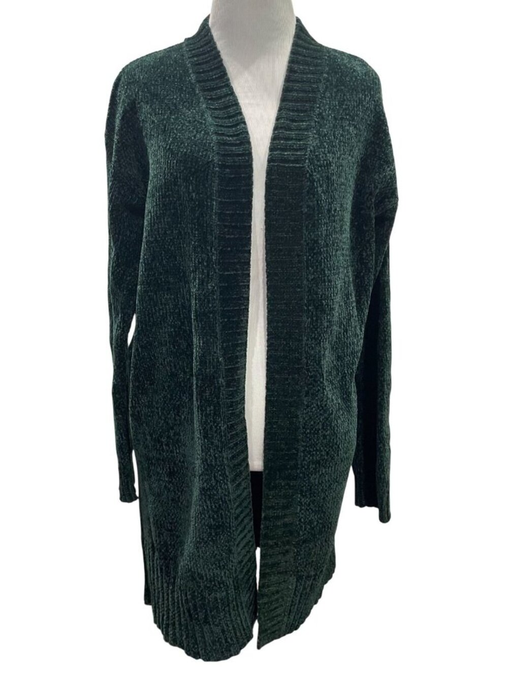 Ambiance Apparel Chenille Cardigan Sweater L Green Lagenlook Oversized Cozycore